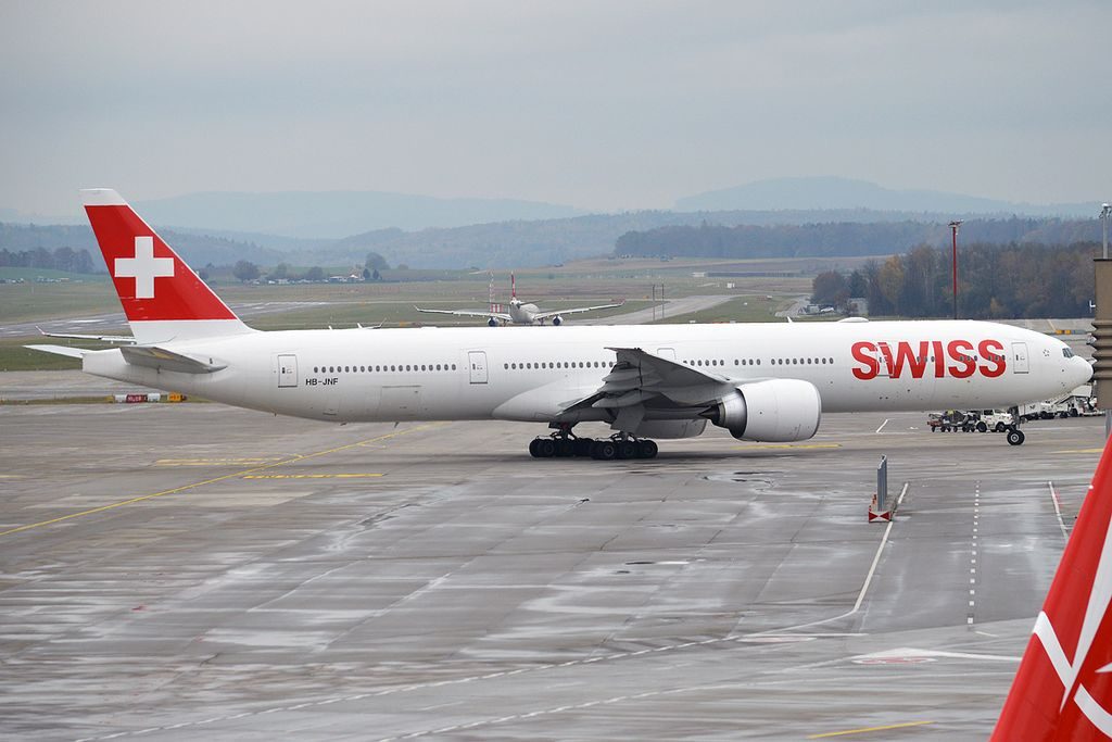 SWISS Boeing 777 3DEER HB JNF at Zurich International Airport