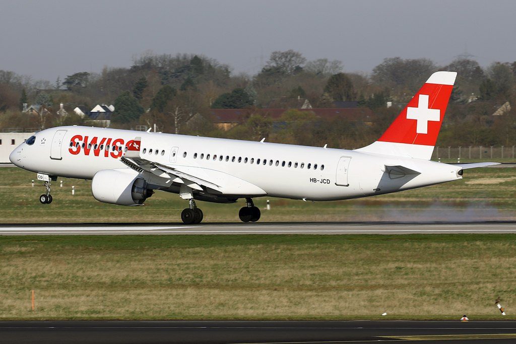 SWISS Bombardier CS300 HB JCD at Düsseldorf International Airport