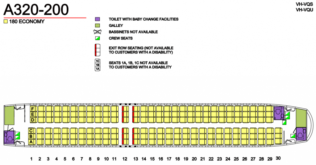 Seat Map and Seating Chart Airbus A320 200 QantasLink