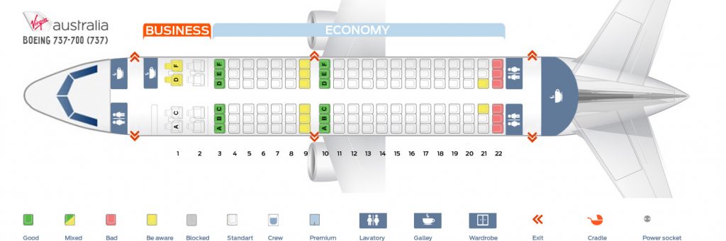 Seat Map and Seating Chart Boeing 737 700 Virgin Australia