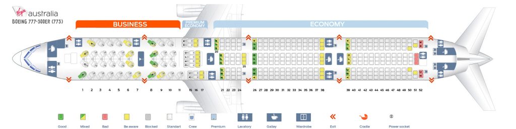 Seat Map and Seating Chart Boeing 777 300ER Virgin Australia