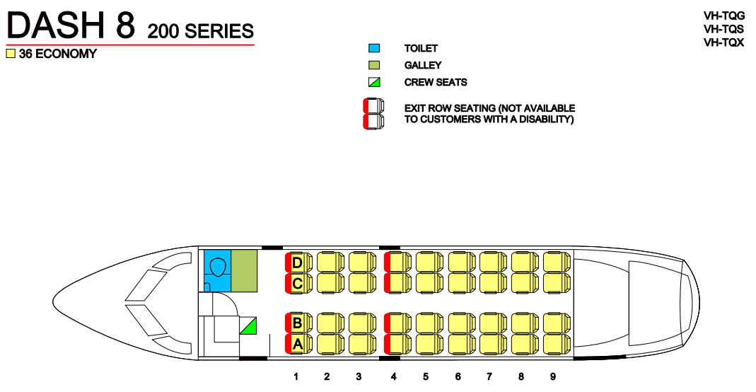 De Havilland Dash 8 Q400 Seat Map