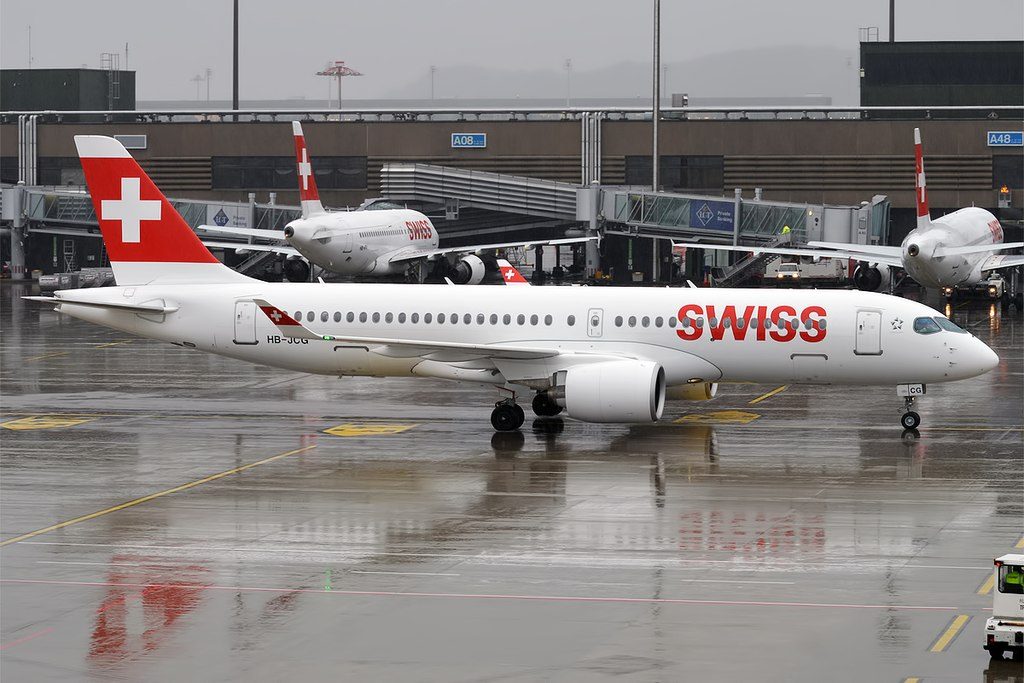 Swiss HB JCG Bombardier CS300 at Zurich International Airport
