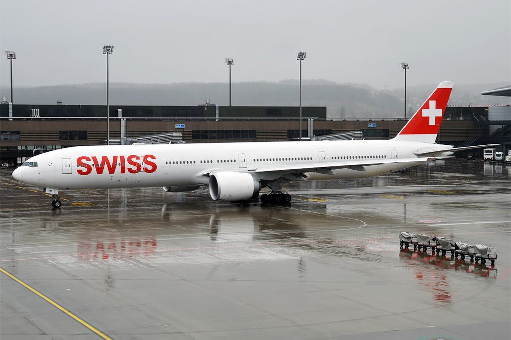 Swiss HB JNE Boeing 777 3DEER at Zurich International Airport