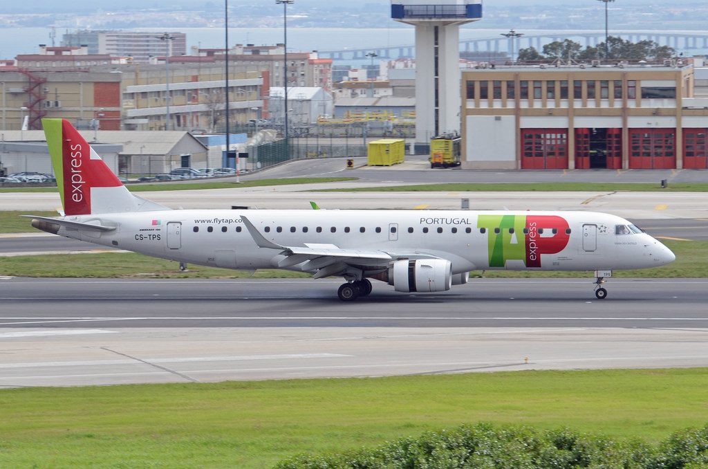 TAP Express Embraer ERJ 190 100LR CS TPS Portugália Viana do Castelo at Lisbon Portela Airport
