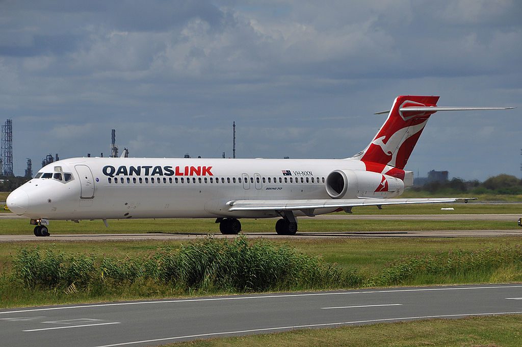 VH NXN Boeing 717 231 QantasLink National Jet Systems at Brisbane Airport