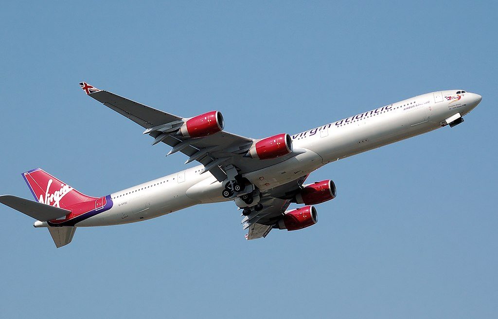 Virgin Atlantic Airways Airbus A340 600 G VYOU Emmeline Heaney taking off from London Heathrow Airport