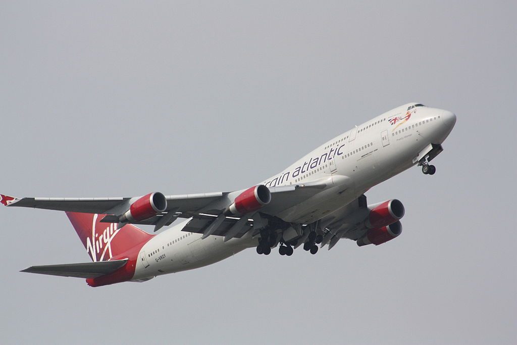 Virgin Atlantic Boeing 747 443 G VROY Pretty Woman departing London Gatwick