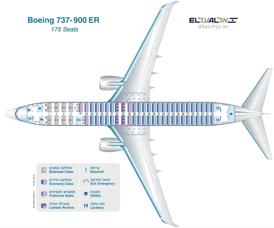 EL AL Boeing 737 900ER Seating Layout Configuration