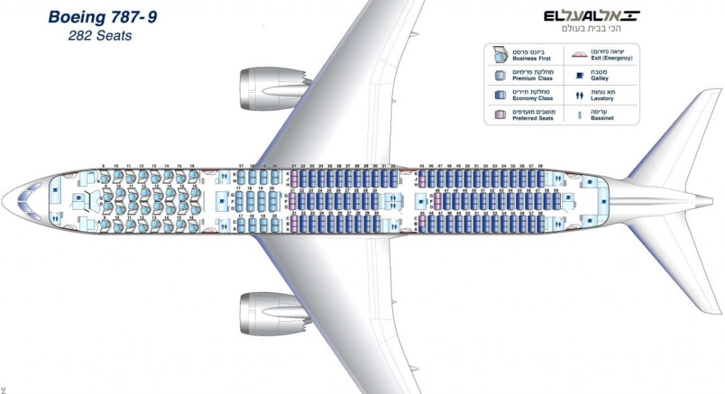 EL AL Boeing 787 9 Dreamliner Seating Layout Configuration