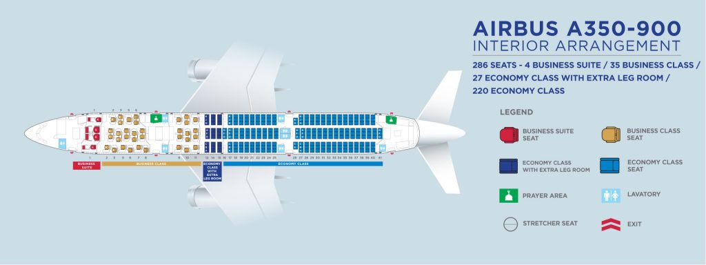 Cabin Configuration and Seats Layout Malaysia Airlines Airbus A350 900XWB