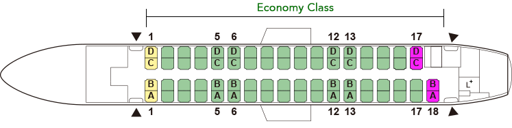 Seat Map and Seating Chart ATR 72 600 Japan Airlines JAC