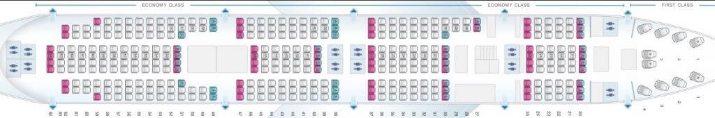 Seat Map and Seating Chart Asiana Airlines Boeing 747 400 Main Cabin