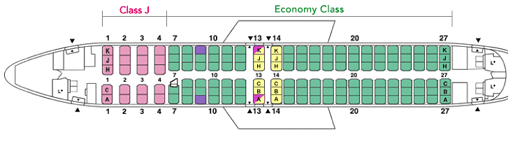 Seat Map and Seating Chart Boeing 737 400 JAL JTA Japan Transocean Air