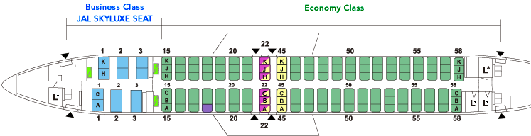 Seat Map and Seating Chart Boeing 737 800 International V40 144 seats Japan Airlines JAL