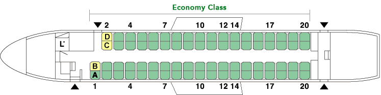 Seat Map and Seating Chart Japan Air Commuter JAC Q01 DHC8 Q400