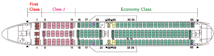 Seat Map and Seating Chart Japan Airlines Boeing 767 300 ER Domestic 252 Seats