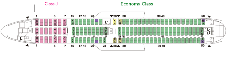 Seat Map and Seating Chart Japan Airlines Boeing 767 300 ER Domestic 261 Seats V2