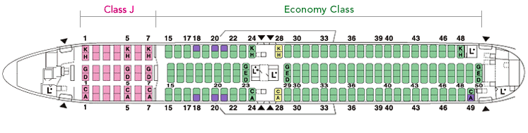 Seat Map and Seating Chart Japan Airlines Boeing 767 300 ER Domestic 261 Seats