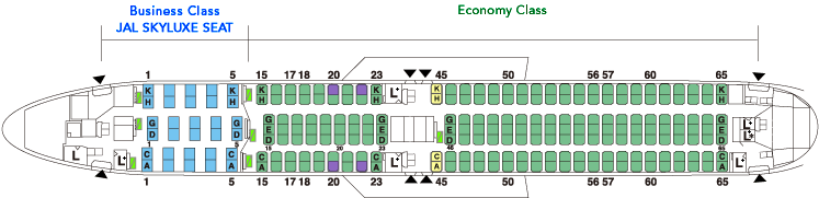 Seat Map and Seating Chart Japan Airlines Boeing 767 300 ER International 237 Seats