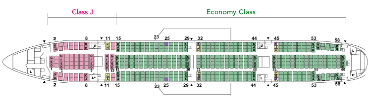 Seat Map and Seating Chart Japan Airlines Boeing 777 300 Domestic Layout