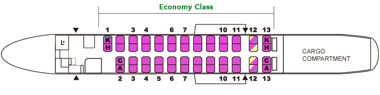 Seat Map and Seating Chart Ryukyu Air Commuter RAC Q31 DHC8 Q400CC