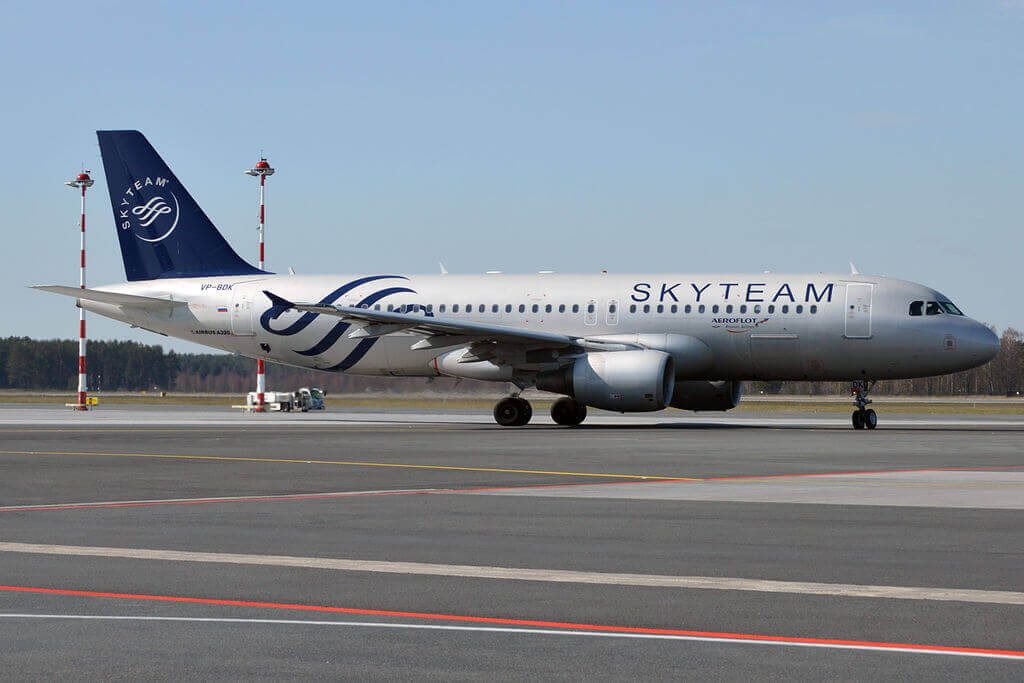 Aeroflot Airbus A320 214 VP BDK SkyTeam Livery at Riga International Airport