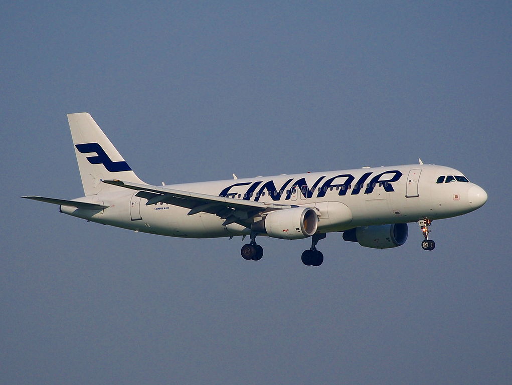 Airbus A320 214 aircraft OH LXH of Finnair approaching runway 06 at Amsterdam Airport Schiphol