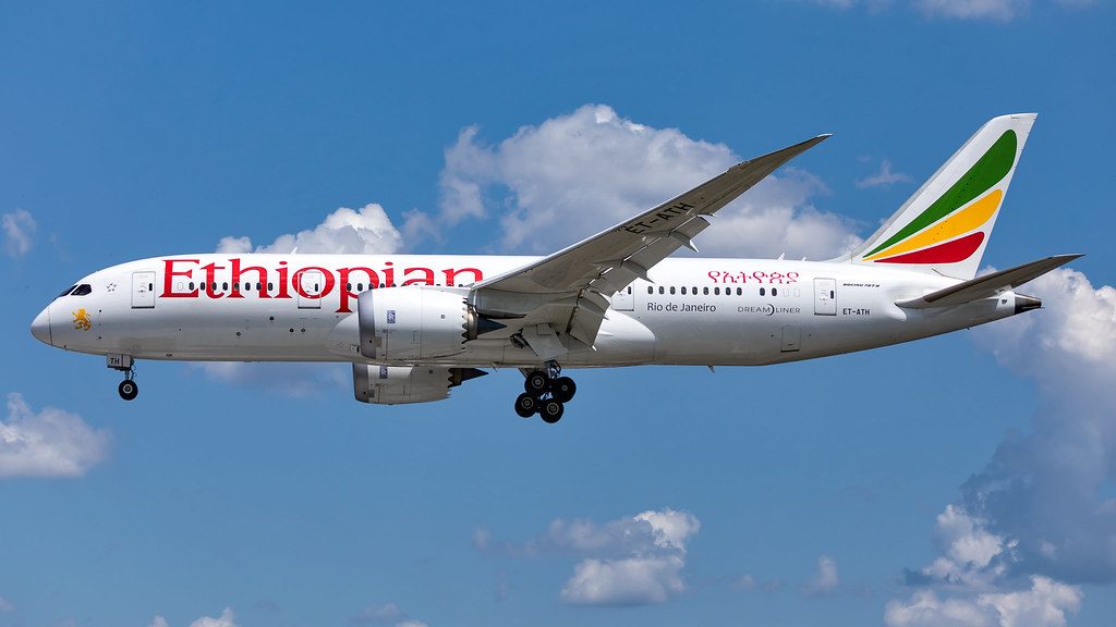 Ethiopian Airlines Boeing 787 8 Dreamliner ET ATH Rio de Janeiro at Minneapolis−Saint Paul International Airport