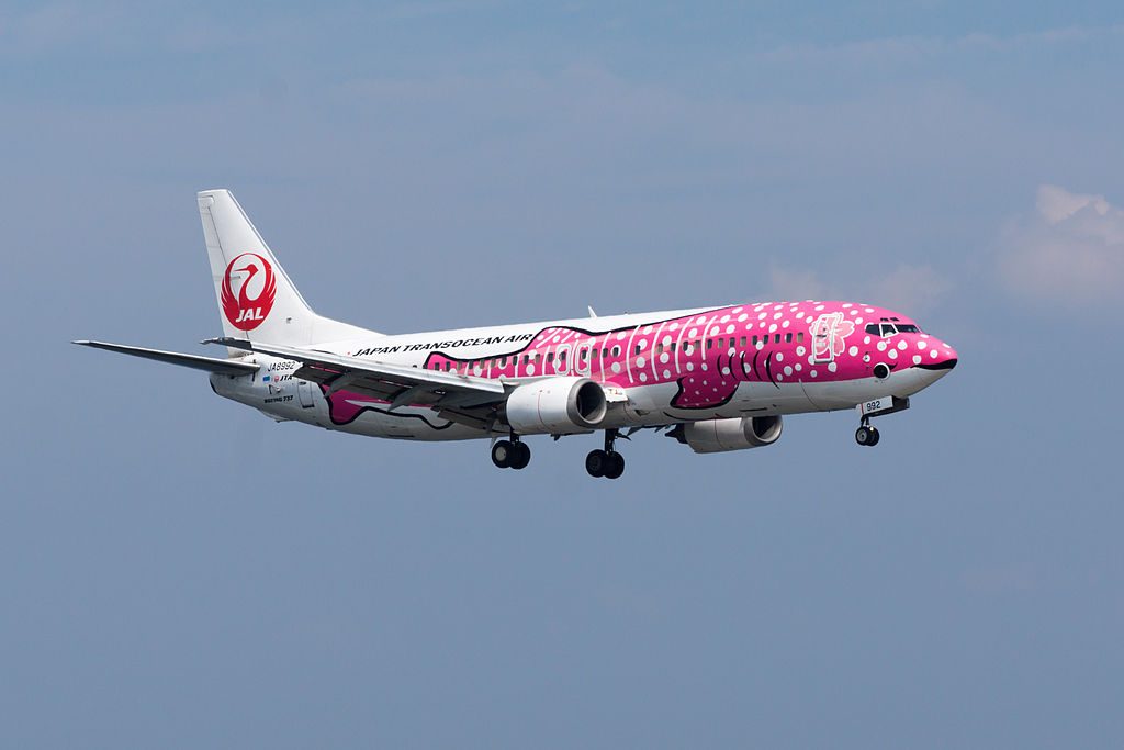 JAL Japan Transocean Air Boeing 737 446 JA8992 The Whale Shark with Cherries Livery at Kansai International Airport