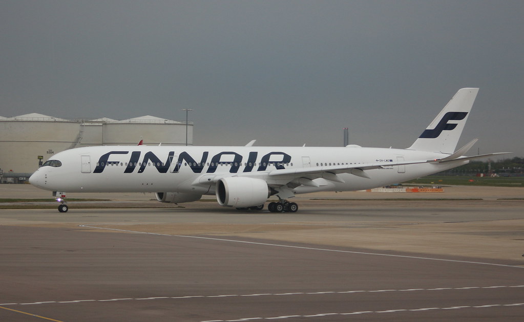 OH LWO Finnair Airbus A350 941 departure from London Heathrow LHR