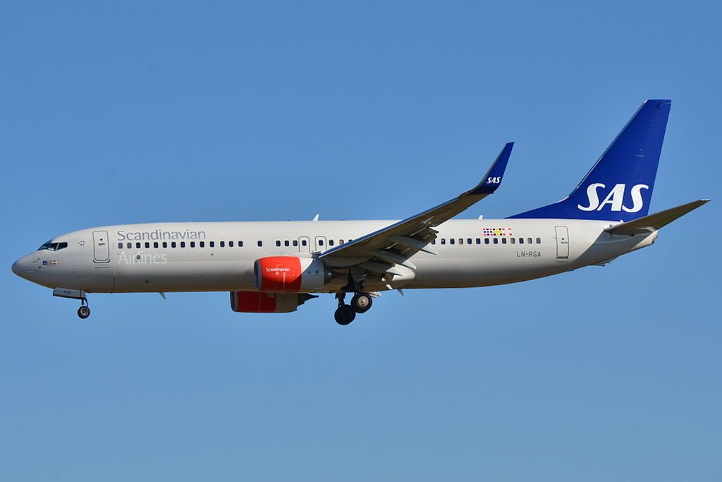 Scandinavian Airlines SAS Boeing 737 86NWL LN RGA Svarthöfde Viking at Barcelona Airport