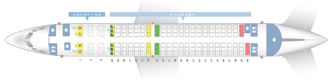 Map of Spirit Airlines Airbus A319 Jet Aircraft Seating Layout