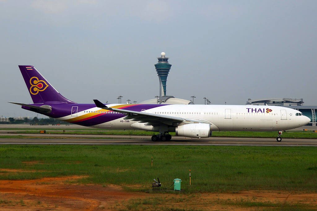 THAI Airways Airbus A330 343 HS TBB Phrae แพร่ at Guangzhou Baiyun International Airport
