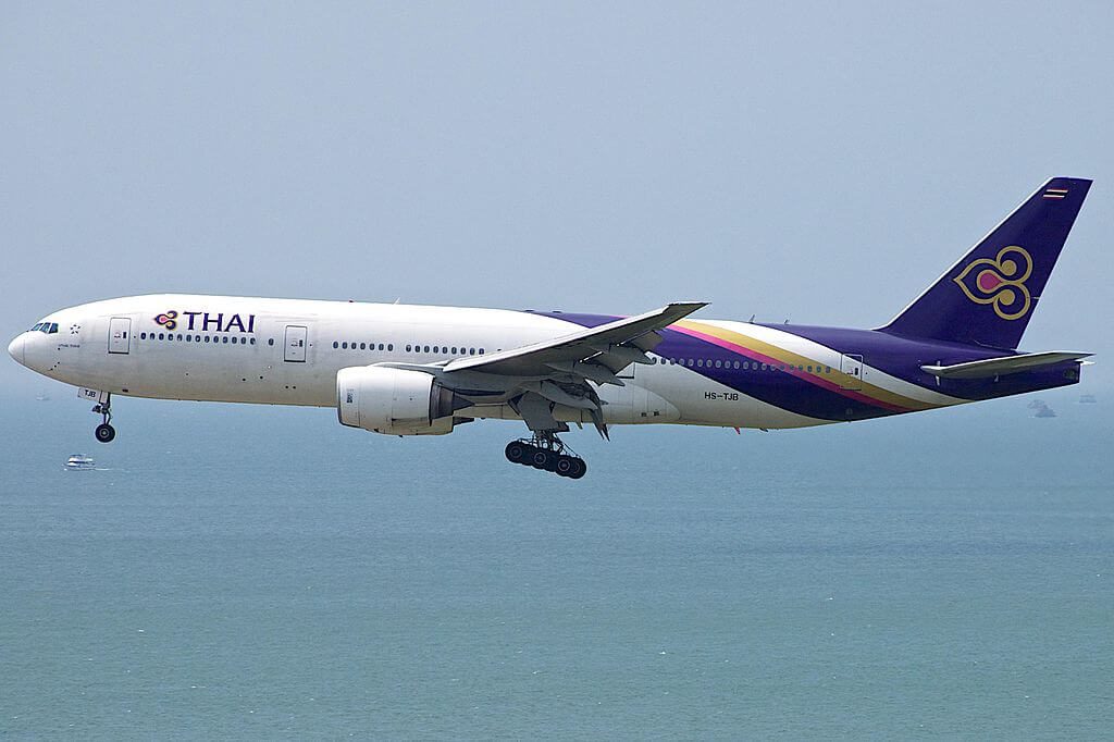 THAI Airways Boeing 777 2D7 HS TJB U Thaithani อุทัยธานี at Hong Kong International Airport