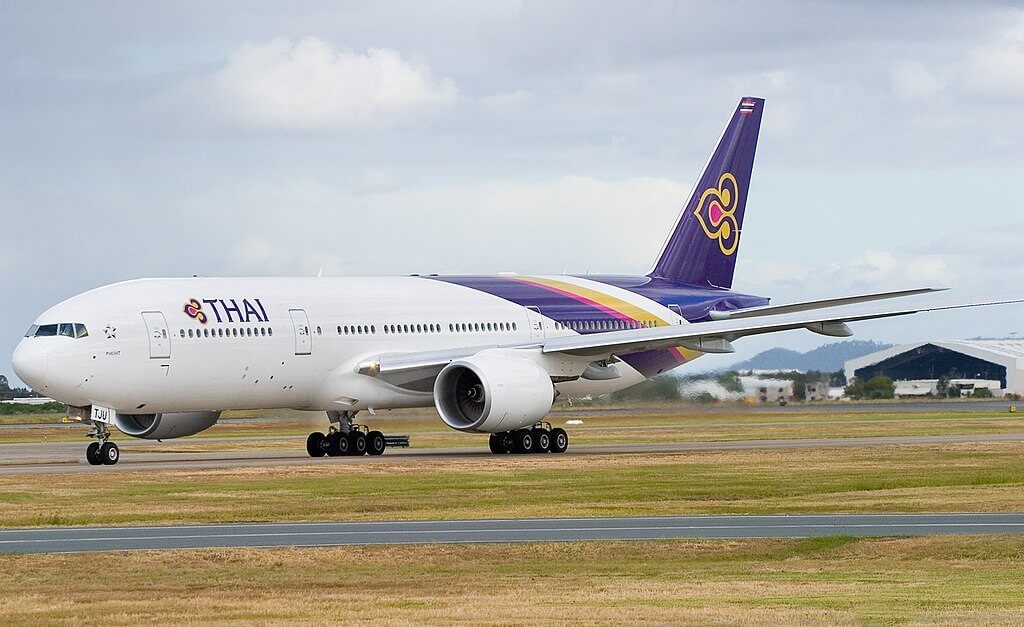 THAI Airways Boeing 777 2D7ER HS TJU Phichit พิจิตร at Brisbane Airport