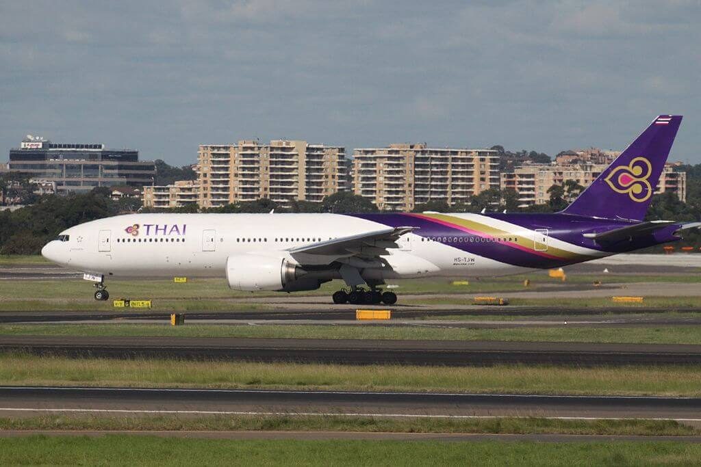 THAI Airways Boeing 777 2D7ER HS TJW Phetchabun เพชรบูรณ์ at Sydney Airport