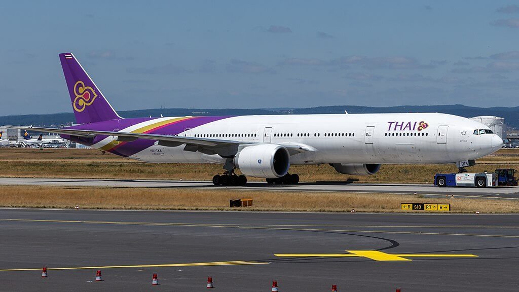 THAI Airways Boeing 777 3ALER HS TKK Philavan พิลาวัณย์ at Frankfurt Airport