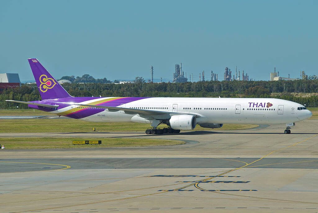 THAI Airways Boeing 777 3D7 HS TKD Thepalai เทพาลัย at Brisbane Airport