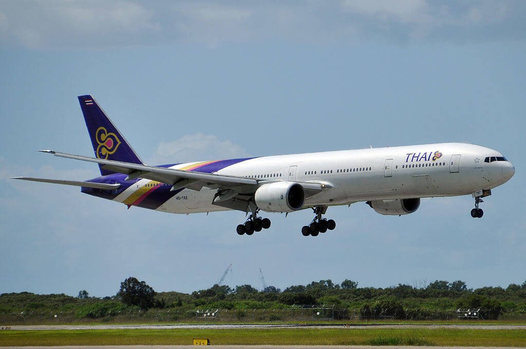 THAI Airways Boeing 777 3D7 HS TKF Lahan Sai ละหานทราย at Brisbane Airport