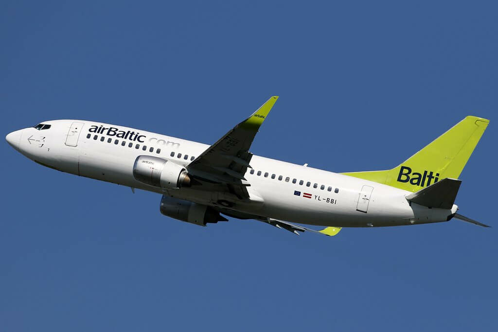 airBaltic Boeing 737 33AWL YL BBI at Amsterdam Schiphol Airport