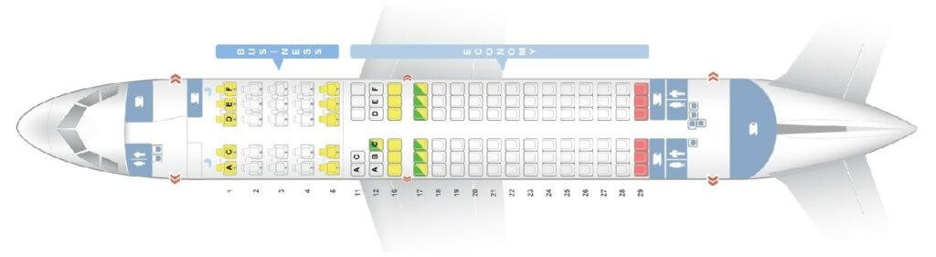 Seat Map and Seating Chart Airbus A319 100 South African Airways