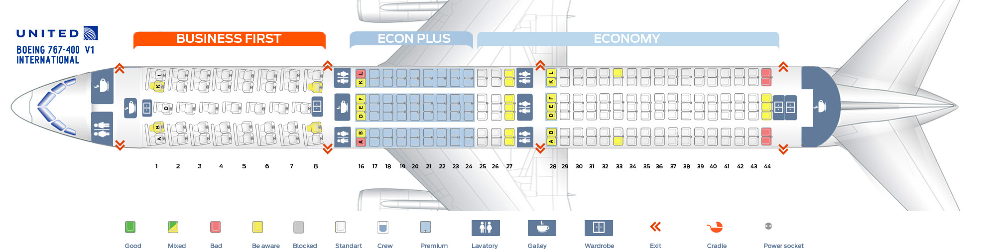 United Boeing 767 400 Seating Chart