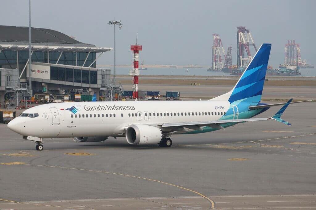 Garuda Indonesia PK GDA Boeing 737 MAX 8 at Hongkong International Airport