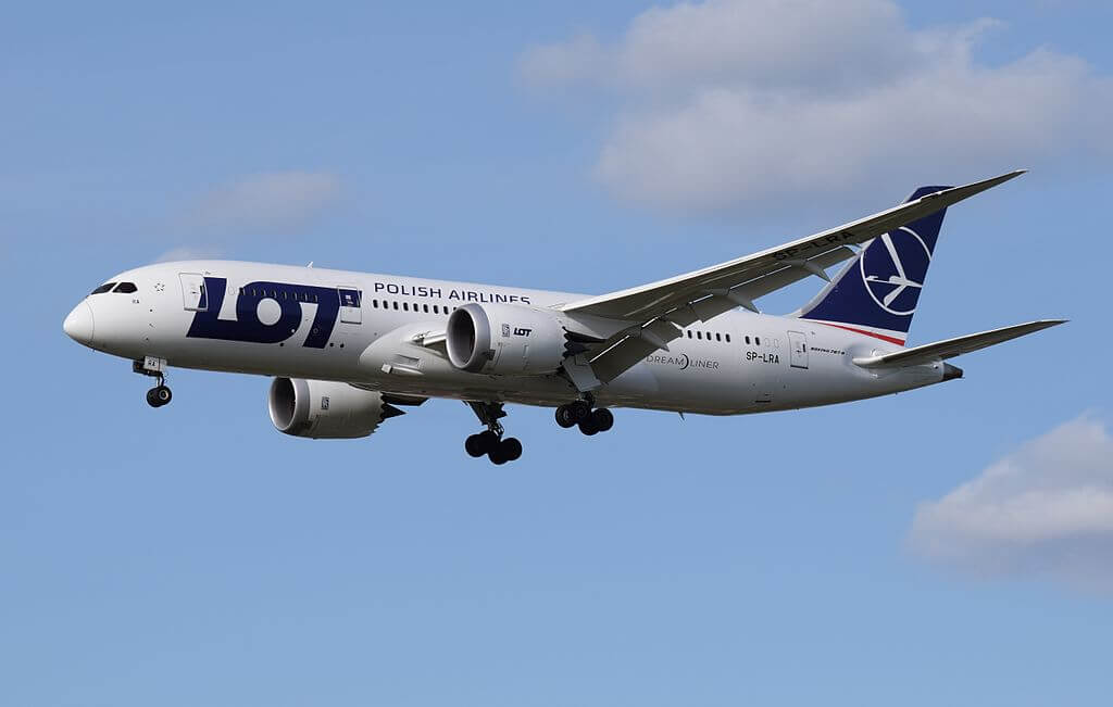 LOT Polish Airlines SP LRA Boeing 787 8 Dreamliner arrives London Heathrow
