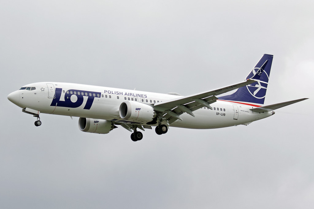 LOT Polish Airlines SP LVB Boeing 737 MAX 8 at London Heathrow Airport