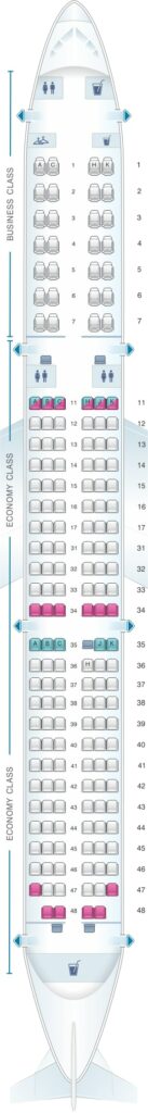 Seat Map and Seating Chart Airbus A321neo Air Astana