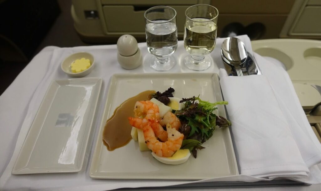 Singapore Airlines Airbus A330 300 business class meal — appetizer
