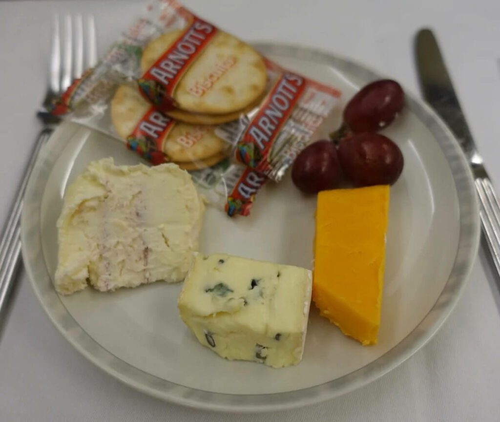 Singapore Airlines Airbus A330 300 business class meal — cheese plate