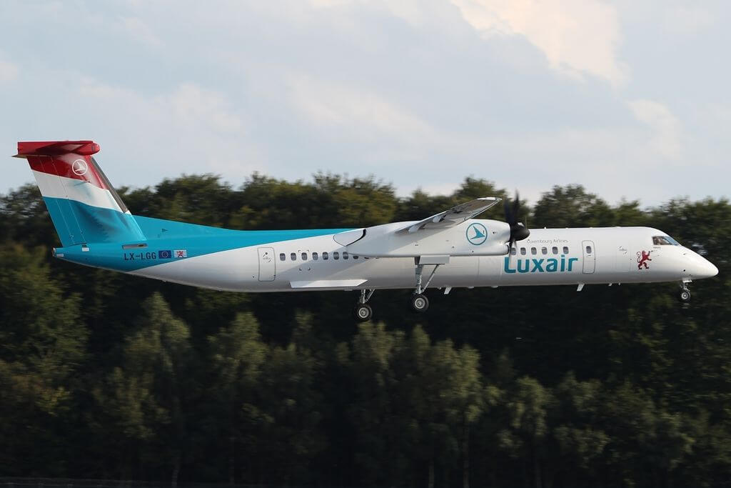 De Havilland Canada DHC 8 402Q Luxair LX LGG at Luxembourg Findel International Airport